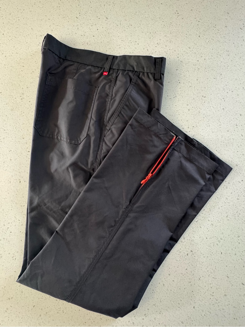 Vintage J. Lindeberg Men's Black Performance Pants with Red Accent